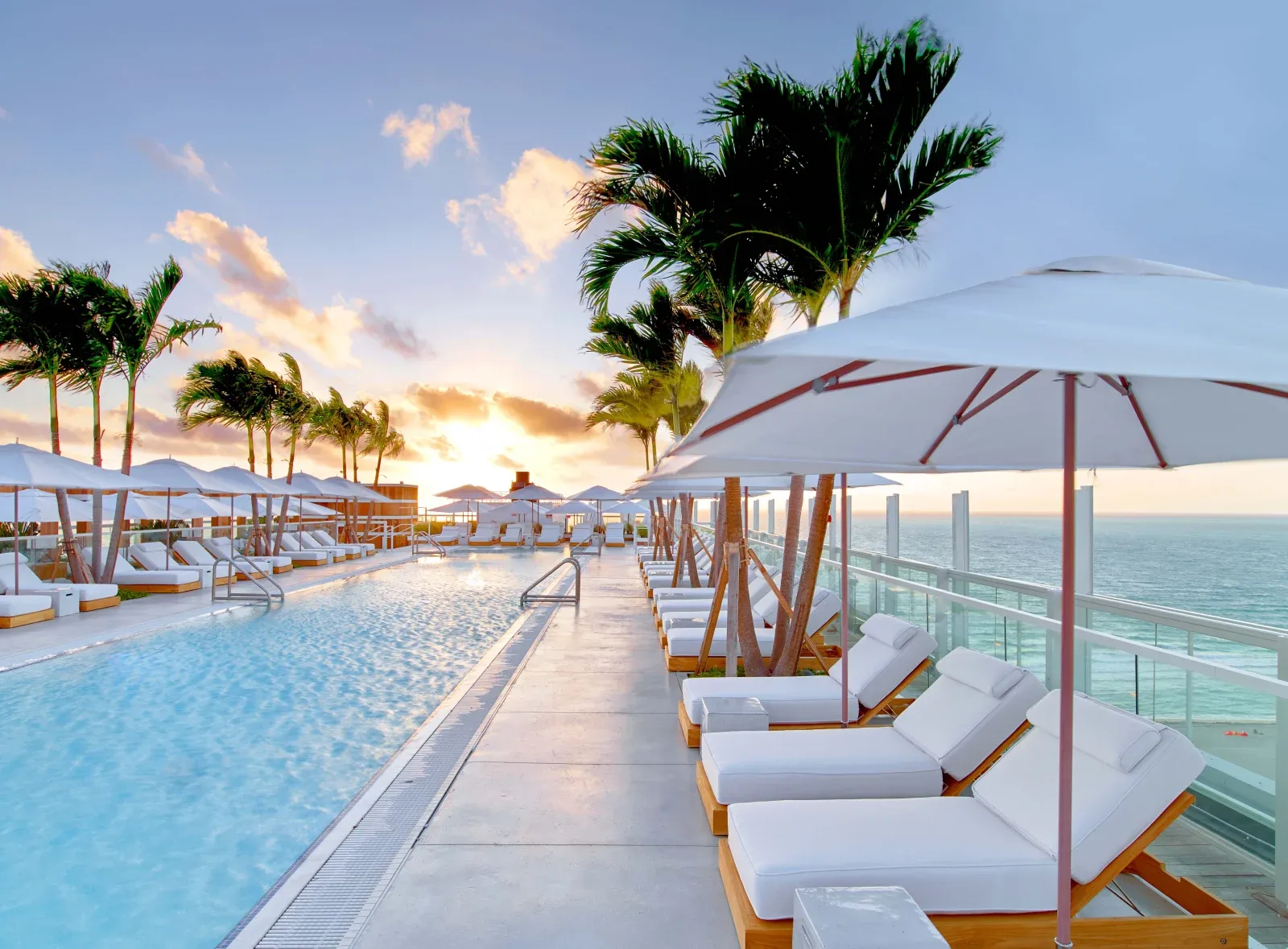 1 Hotel South Beach's rooftop pool eighteen stories above the Atlantic.